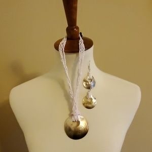 Bead & Shell Necklace & Earrings Set